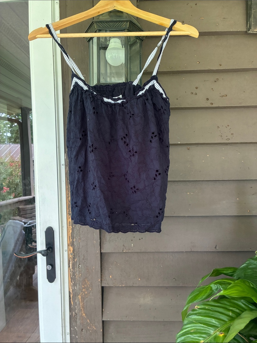 Abercrombie & Fitch Navy Eyelet Spaghetti Strap Tank